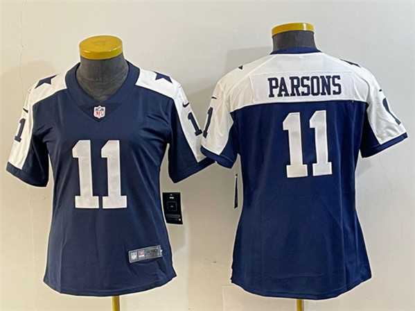 Womens Dallas Cowboys #11 Micah Parsons Navy White Vapor Untouchable Limited Stitched Jersey(Run Small)